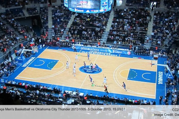 Los Angeles Lakers court used during the 2024 NBA Cup.